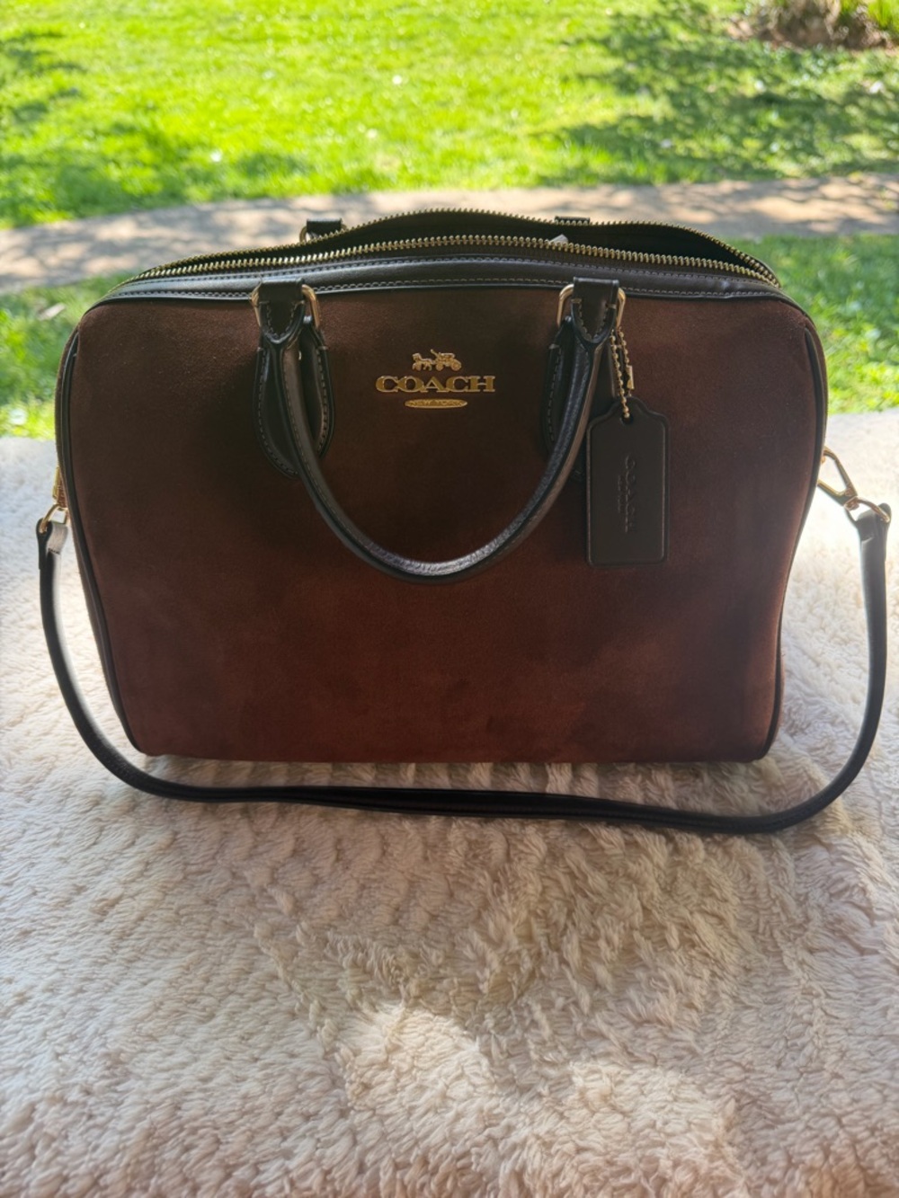 Coach Brown Suede Large Rowan - Picture 8 of 9